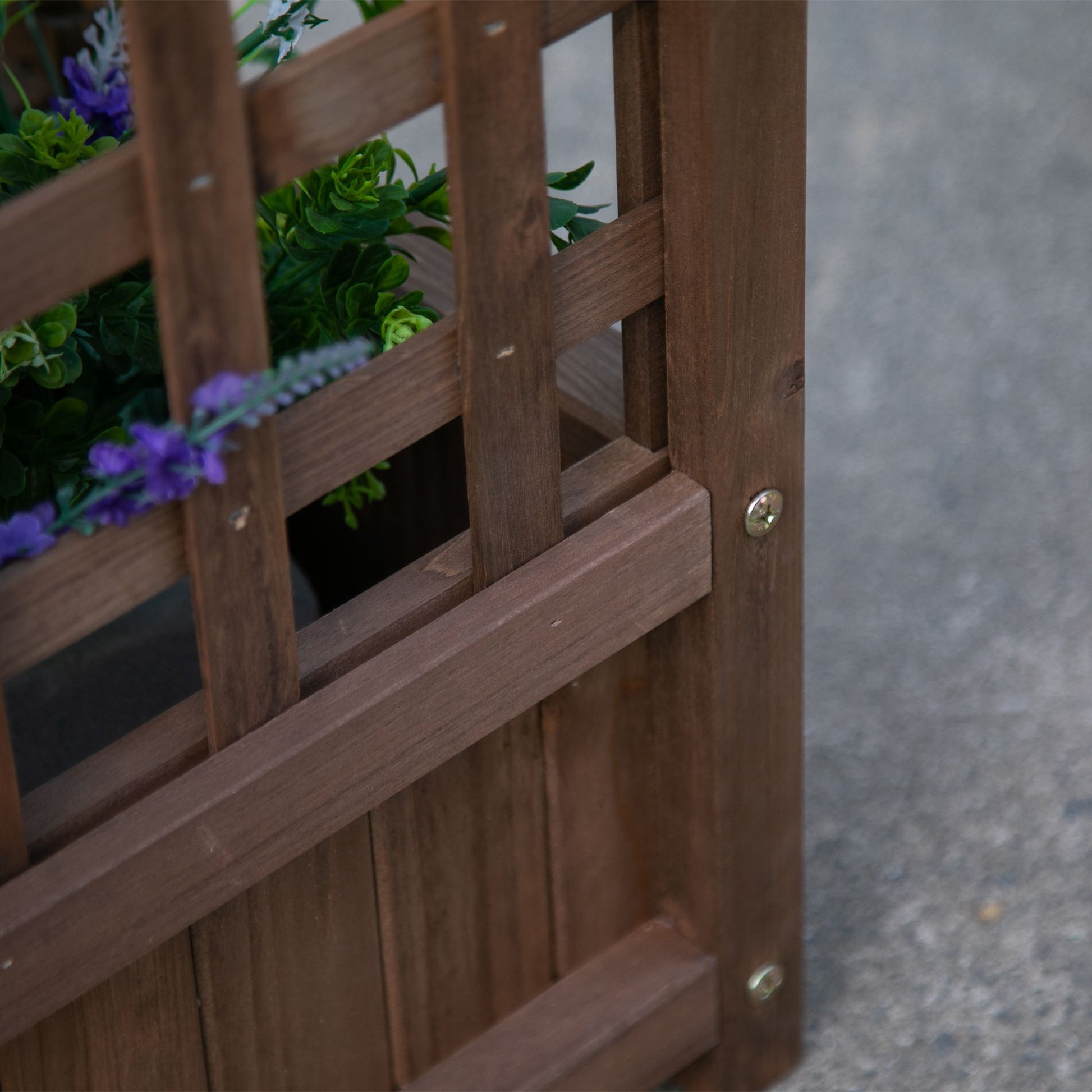 Planter Box with Trellis Flower Box Planting Box Rose Arch with Climbing Plant Support for Garden Wood Dark Brown 64 x 28 x 120 cm