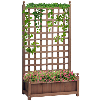 Planter Box with Trellis Flower Box Planting Box Rose Arch with Climbing Plant Support for Garden Wood Dark Brown 64 x 28 x 120 cm