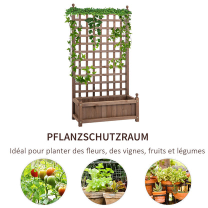 Planter Box with Trellis Flower Box Planting Box Rose Arch with Climbing Plant Support for Garden Wood Dark Brown 64 x 28 x 120 cm