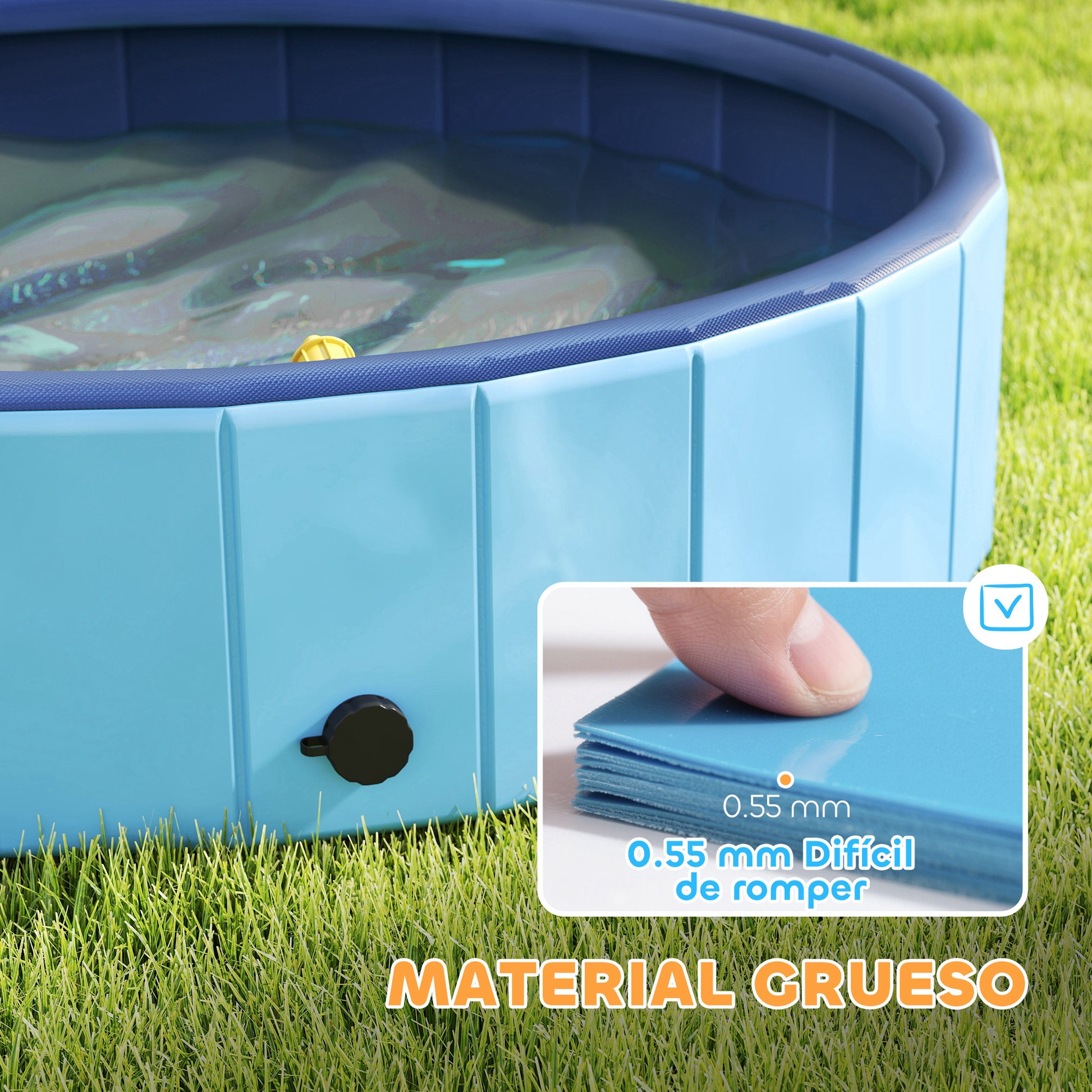 Foldable Dog Pool with Sprayer Portable Dog Bathtub for Small and Medium Dogs made of Non-slip and Wear-resistant Plastic for Indoors and Outdoors Ø100x30 cm Light Blue