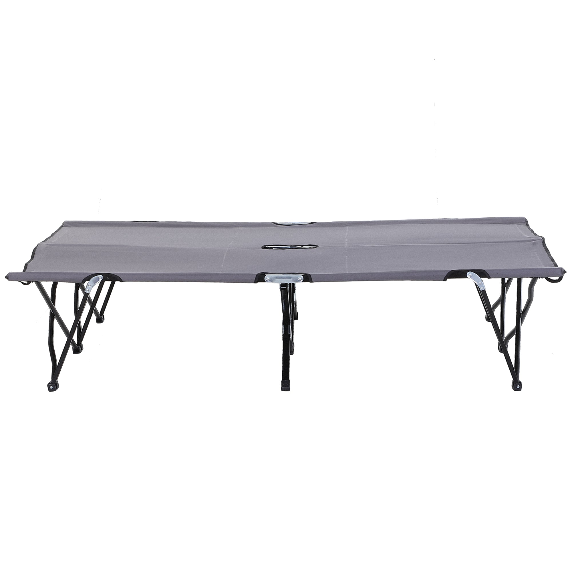Folding Camping Bed for 2 People Camp Bed with Carry Bag up to 136 kg Capacity Steel Oxford Gray 193 x 125 x 40 cm