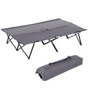Folding Camping Bed for 2 People Camp Bed with Carry Bag up to 136 kg Capacity Steel Oxford Gray 193 x 125 x 40 cm
