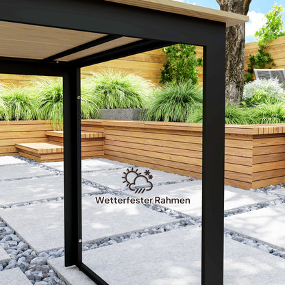 Garden Table Metal 175x78 cm Weatherproof Balcony Table with Wood Look, Slat Design Buffet Table Camping Table for 6 People Terrace Table Outdoor Dining Table for Garden, Terrace Balcony Black