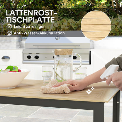 Garden Table Metal 175x78 cm Weatherproof Balcony Table with Wood Look, Slat Design Buffet Table Camping Table for 6 People Terrace Table Outdoor Dining Table for Garden, Terrace Balcony Black