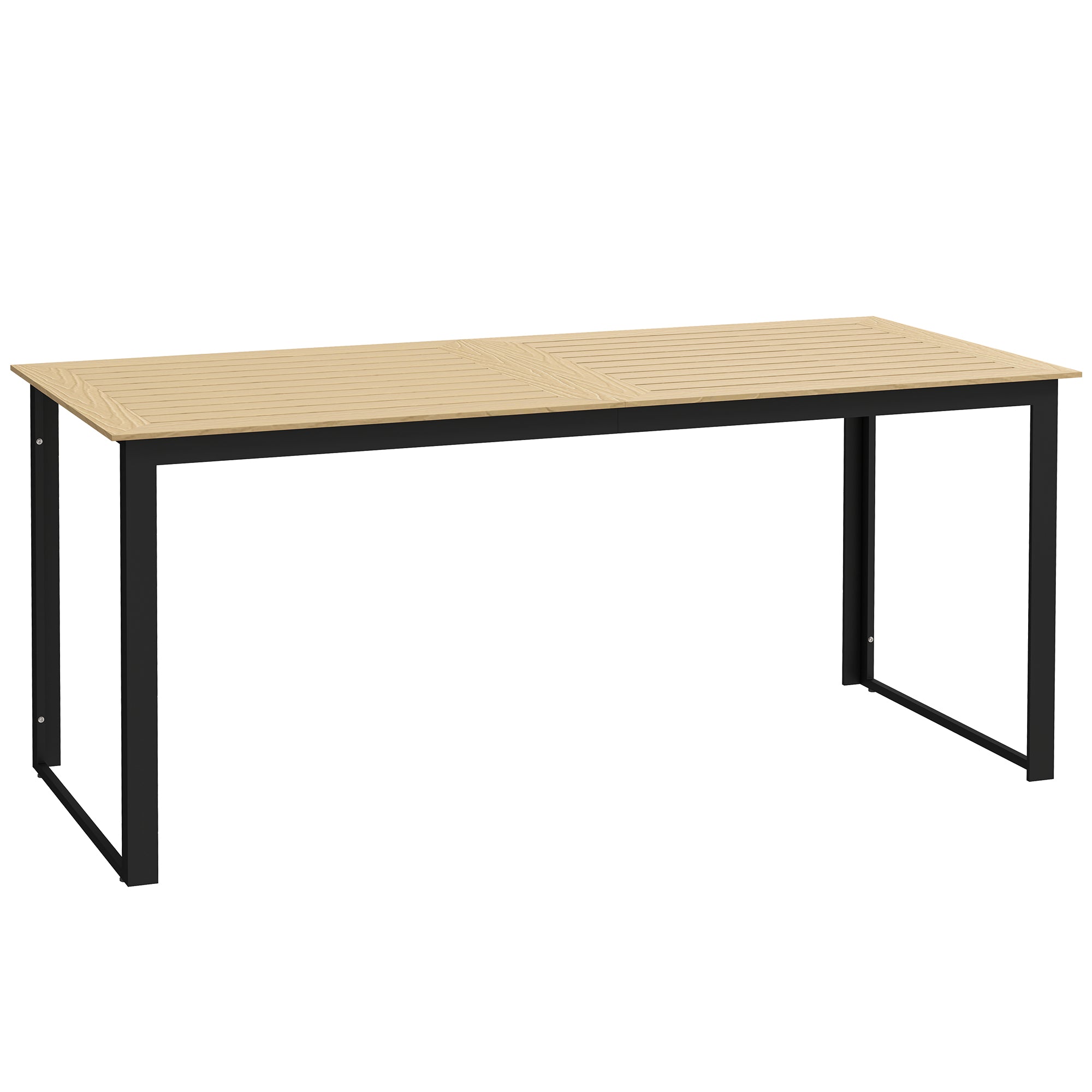 Garden Table Metal 175x78 cm Weatherproof Balcony Table with Wood Look, Slat Design Buffet Table Camping Table for 6 People Terrace Table Outdoor Dining Table for Garden, Terrace Balcony Black