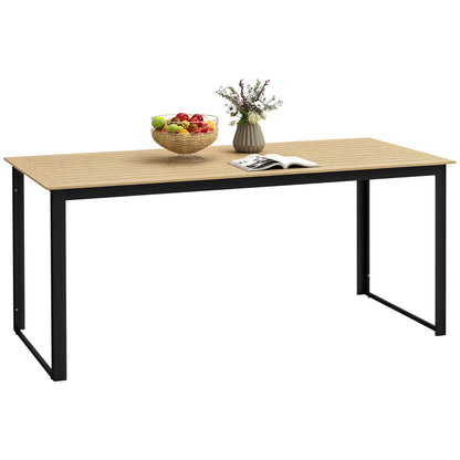 Garden Table Metal 175x78 cm Weatherproof Balcony Table with Wood Look, Slat Design Buffet Table Camping Table for 6 People Terrace Table Outdoor Dining Table for Garden, Terrace Balcony Black