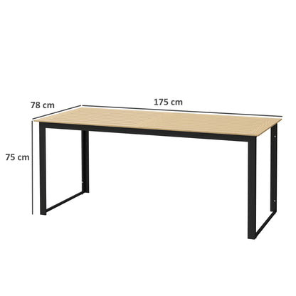 Garden Table Metal 175x78 cm Weatherproof Balcony Table with Wood Look, Slat Design Buffet Table Camping Table for 6 People Terrace Table Outdoor Dining Table for Garden, Terrace Balcony Black