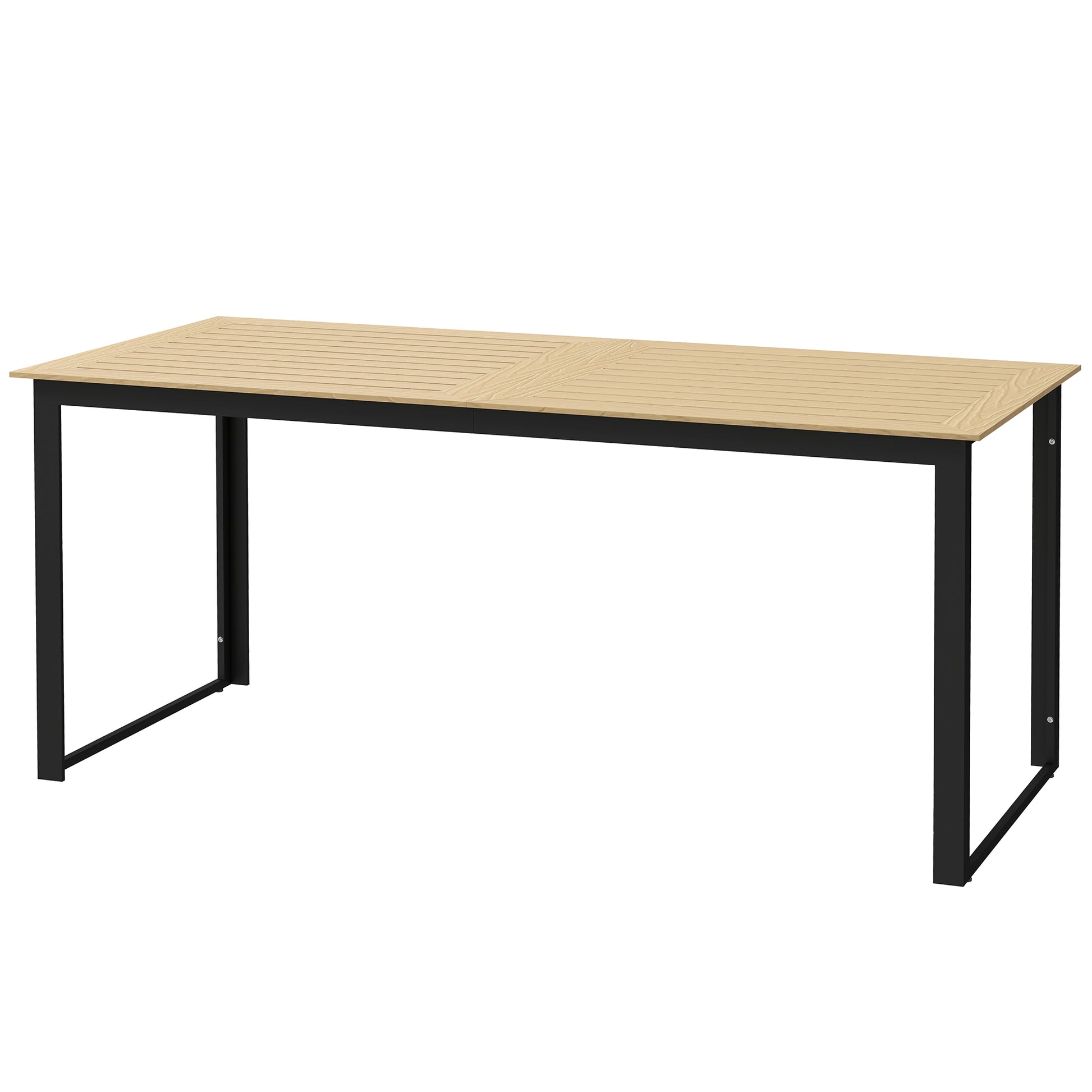 Garden Table Metal 175x78 cm Weatherproof Balcony Table with Wood Look, Slat Design Buffet Table Camping Table for 6 People Terrace Table Outdoor Dining Table for Garden, Terrace Balcony Black