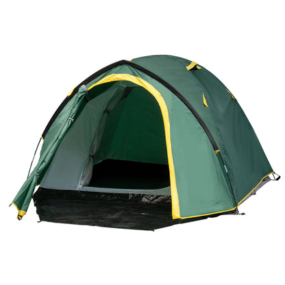 2-Person Tent 190T Camping Tent with Pegs Dome Tent Fiberglass Polyester Green+Yellow 325 x 183 x 130 cm