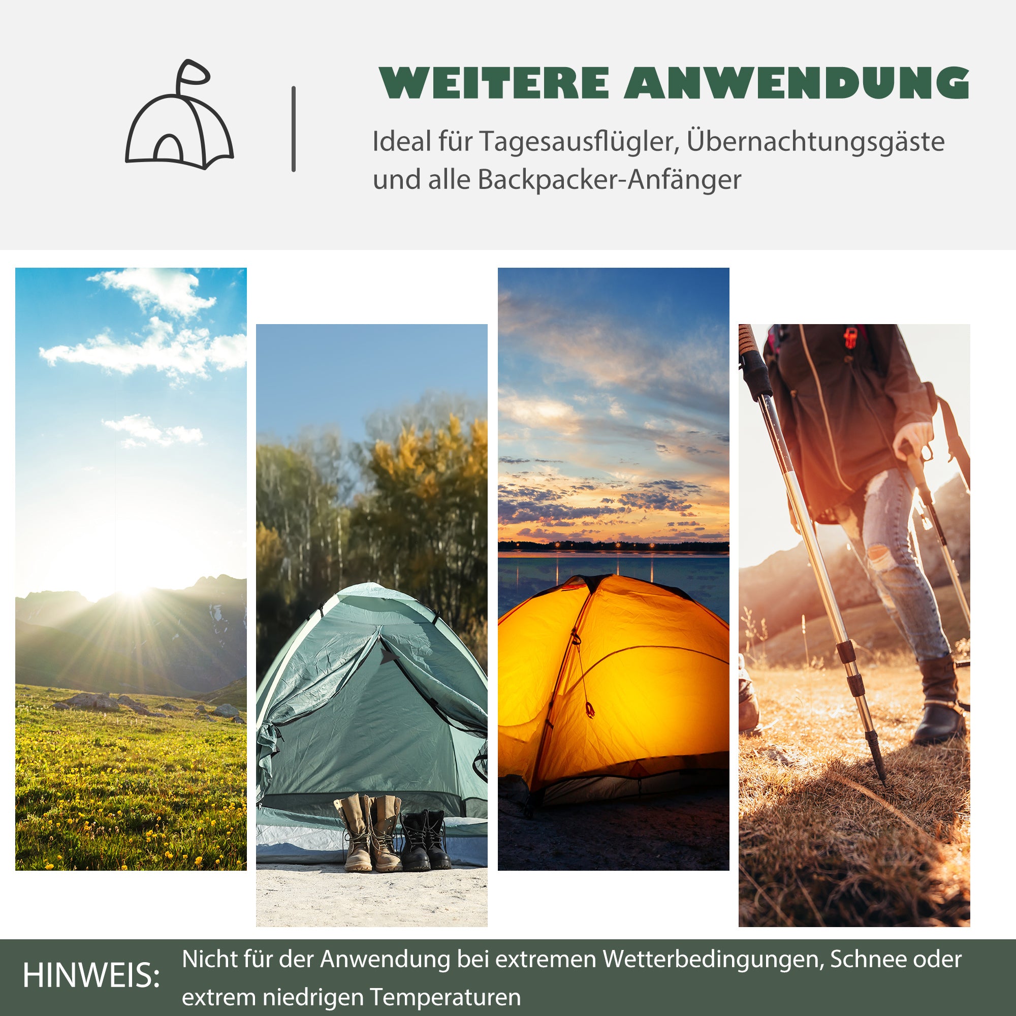 2-Person Tent 190T Camping Tent with Pegs Dome Tent Fiberglass Polyester Green+Yellow 325 x 183 x 130 cm
