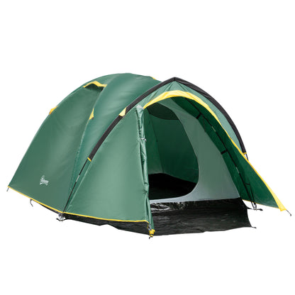 2-Person Tent 190T Camping Tent with Pegs Dome Tent Fiberglass Polyester Green+Yellow 325 x 183 x 130 cm