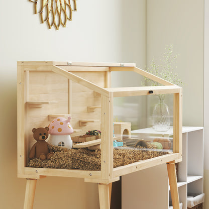 Hamster Cage — Small Animal Habitat with Accessories, Water Bottle, 43.3 x 20.5 x 39.8 in (110 x 52 x 101 cm), Wood & Plastic