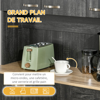 Contemporary Kitchen Buffet Storage Cabinet 6 Doors 1 Drawer + Large Tabletop 101L x 39W x 180H cm Black Wood