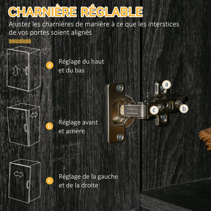 Contemporary Kitchen Buffet Storage Cabinet 6 Doors 1 Drawer + Large Tabletop 101L x 39W x 180H cm Black Wood