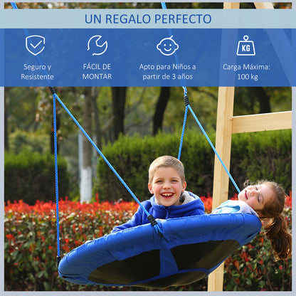 Infant Nest Swing Garden Swing for Baby Foldable Swing Seat Comfortable Seat Load 100kg Garden Indoor and Outdoor Ø100x180 cm Blue