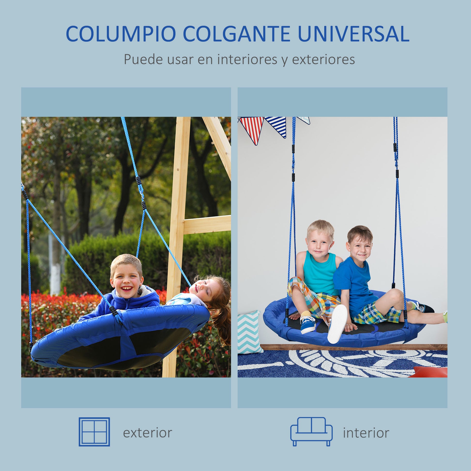 Infant Nest Swing Garden Swing for Baby Foldable Swing Seat Comfortable Seat Load 100kg Garden Indoor and Outdoor Ø100x180 cm Blue