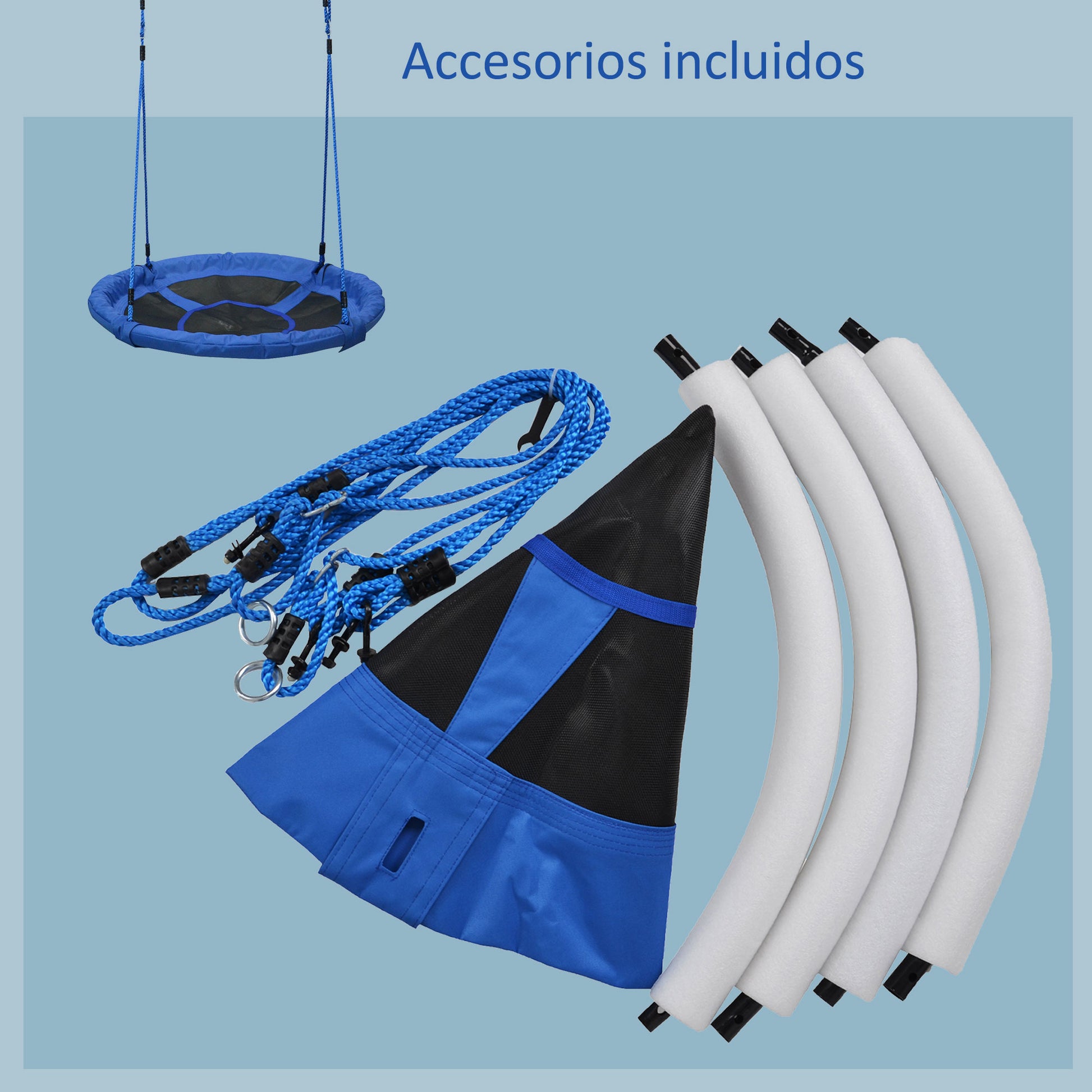 Infant Nest Swing Garden Swing for Baby Foldable Swing Seat Comfortable Seat Load 100kg Garden Indoor and Outdoor Ø100x180 cm Blue