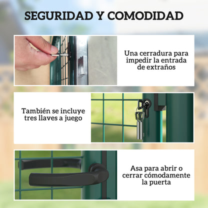 Garden Gate 100x79 cm Steel Bar Fence Gate with Handle Lock and 3 Keys for Outdoor Patio Green