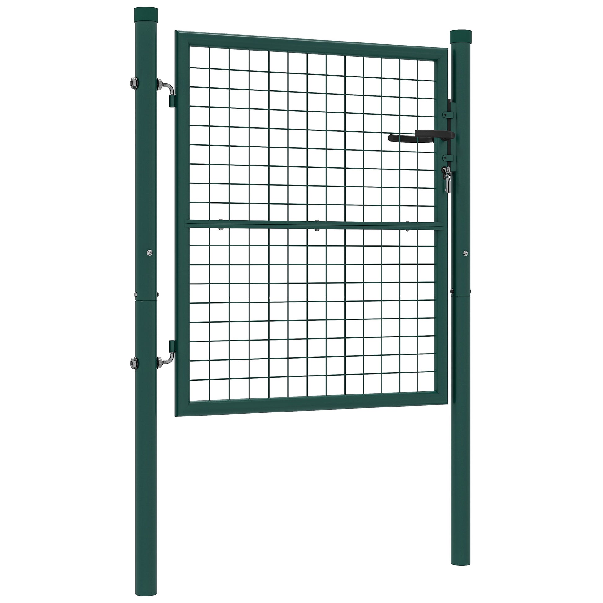 Garden Gate 100x79 cm Steel Bar Fence Gate with Handle Lock and 3 Keys for Outdoor Patio Green