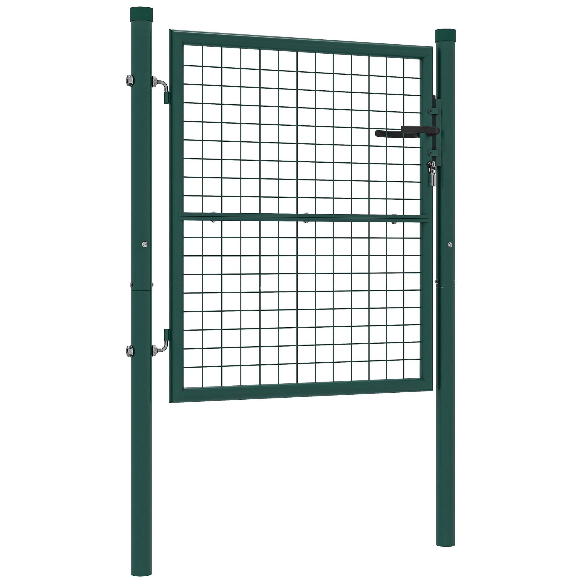 Garden Gate 100x79 cm Steel Bar Fence Gate with Handle Lock and 3 Keys for Outdoor Patio Green