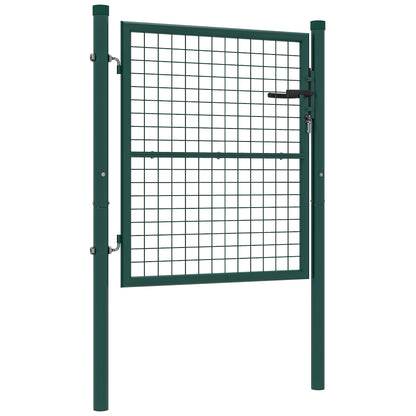 Garden Gate 100x79 cm Steel Bar Fence Gate with Handle Lock and 3 Keys for Outdoor Patio Green