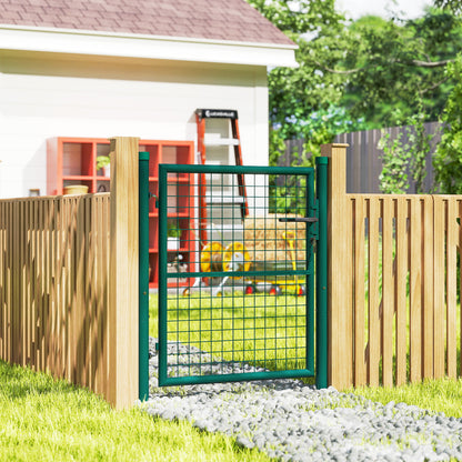 Garden Gate 100x79 cm Steel Bar Fence Gate with Handle Lock and 3 Keys for Outdoor Patio Green