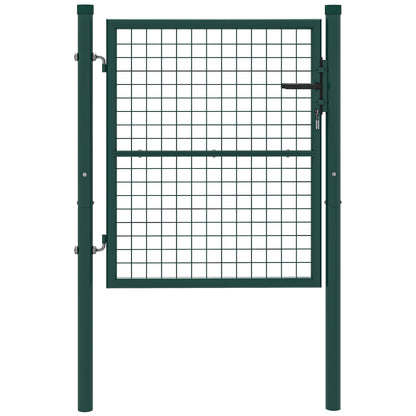 Garden Gate 100x79 cm Steel Bar Fence Gate with Handle Lock and 3 Keys for Outdoor Patio Green