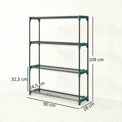 Set of 2 4-Tier Plant Stands, 40.9 in Tall — Steel Indoor/Outdoor Shelves, Multi-Level Pot Rack for Garden & Balcony, Dark Green