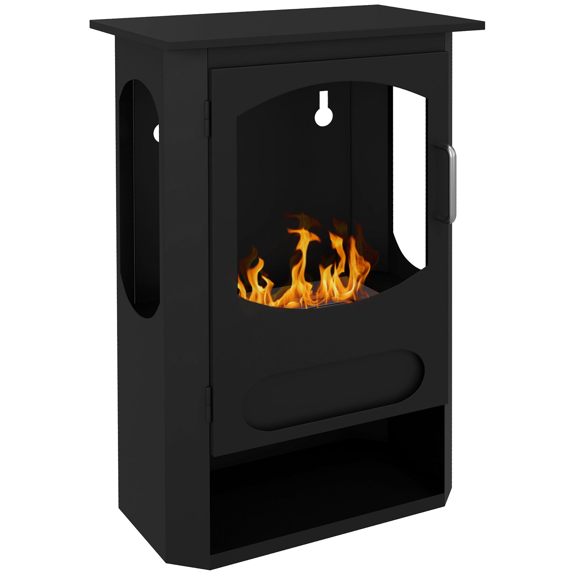 Contemporary Freestanding Bioethanol Fireplace with 1.2L Reservoir, Approx. 3h Burning Time, Coverage 20-25 sqm 43 x 25 x 68 cm Black