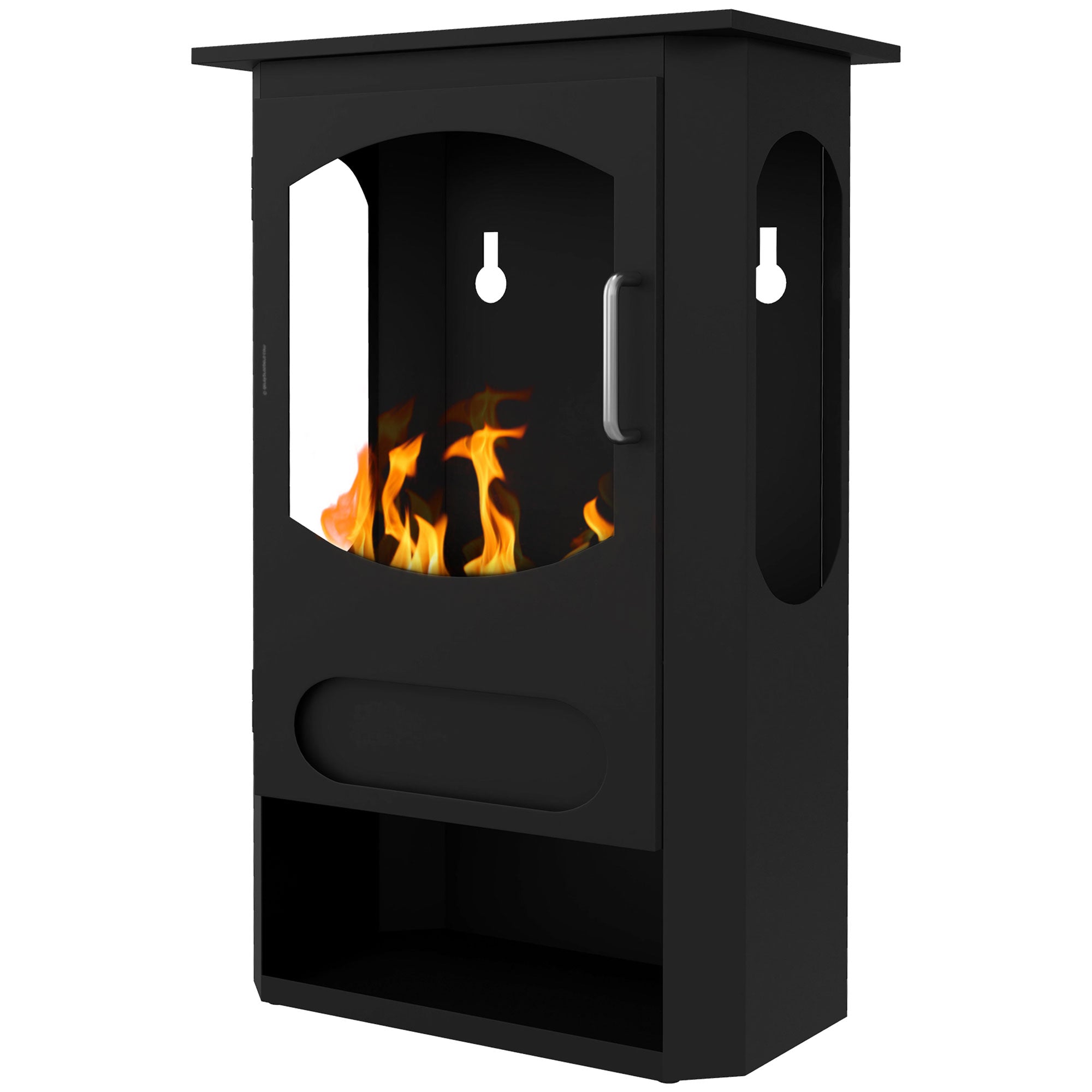 Contemporary Freestanding Bioethanol Fireplace with 1.2L Reservoir, Approx. 3h Burning Time, Coverage 20-25 sqm 43 x 25 x 68 cm Black