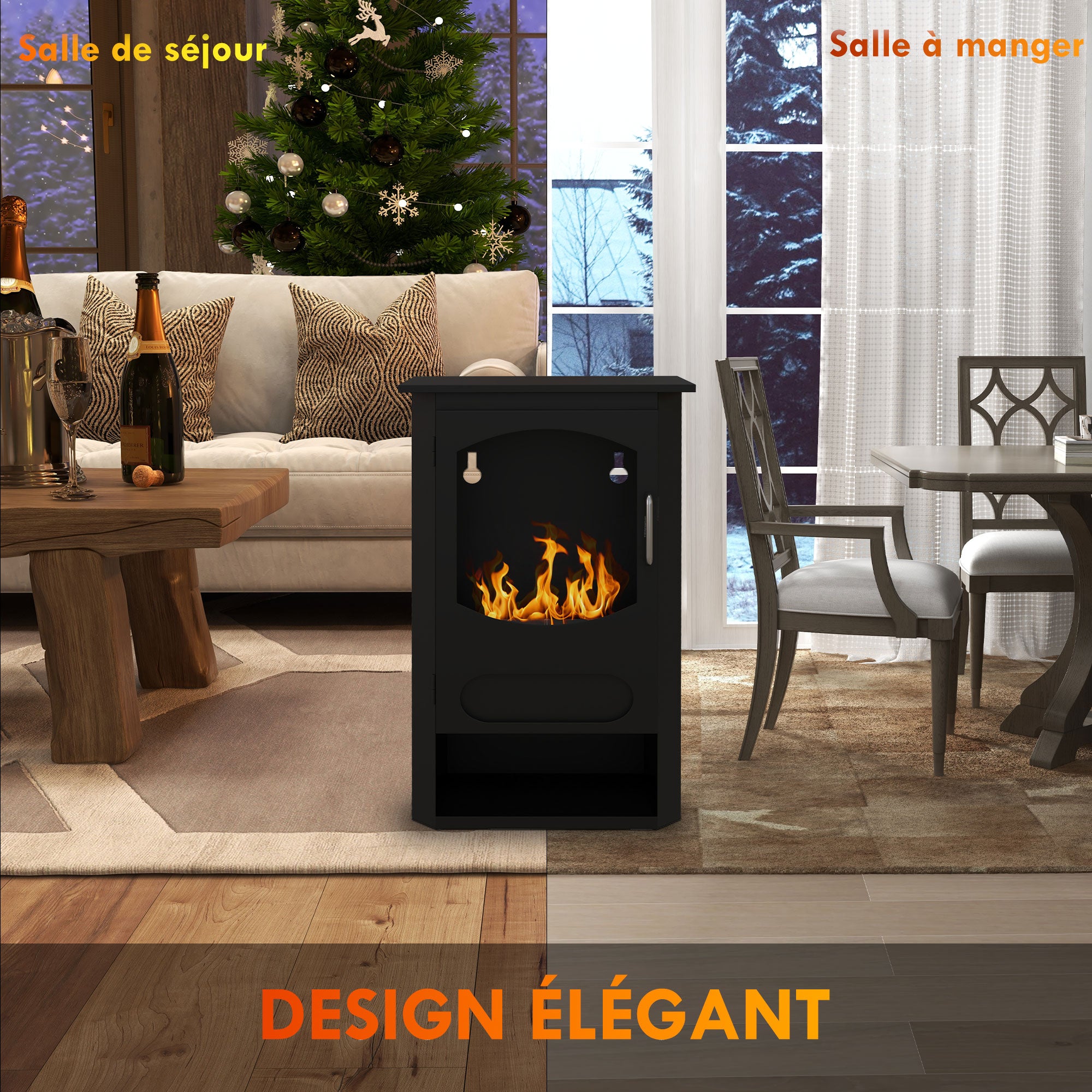 Contemporary Freestanding Bioethanol Fireplace with 1.2L Reservoir, Approx. 3h Burning Time, Coverage 20-25 sqm 43 x 25 x 68 cm Black