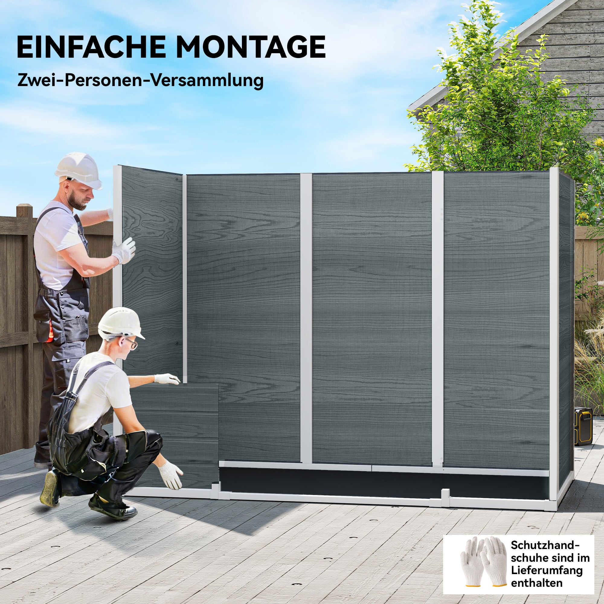 30 sq ft Wood-Effect Plastic Garden Shed — 244 × 131 × 201 cm (8'0" × 4'4" × 6'7") • Gable Roof, Double Doors, Windows, Ventilation, Floor, Lock & Gloves