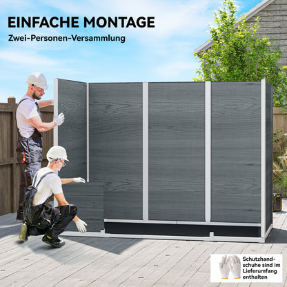 30 sq ft Wood-Effect Plastic Garden Shed — 244 × 131 × 201 cm (8'0" × 4'4" × 6'7") • Gable Roof, Double Doors, Windows, Ventilation, Floor, Lock & Gloves