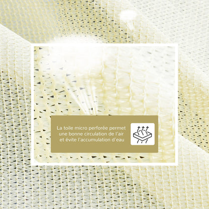 Rectangular Shade Sail 3 x 3 m High-Density Polyethylene UV Protection With Storage Bag - Cream