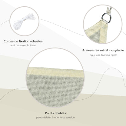 Rectangular Shade Sail 3 x 3 m High-Density Polyethylene UV Protection With Storage Bag - Cream