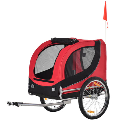 Dog Trailer Bike Trailer Pet Transporter Dog Bike Trailer Red+Black 130 x 73 x 90 cm