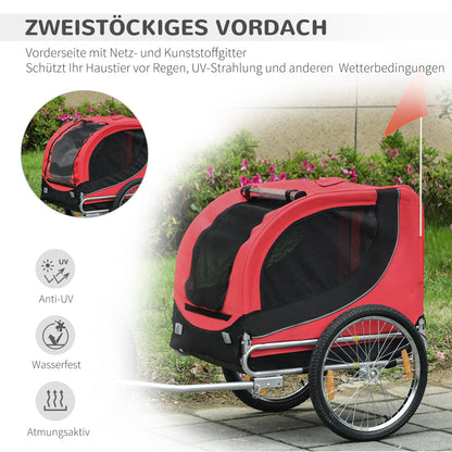 Dog Trailer Bike Trailer Pet Transporter Dog Bike Trailer Red+Black 130 x 73 x 90 cm