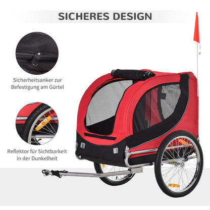 Dog Trailer Bike Trailer Pet Transporter Dog Bike Trailer Red+Black 130 x 73 x 90 cm