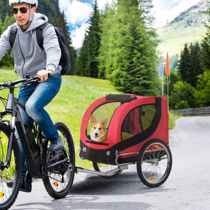 Dog Trailer Bike Trailer Pet Transporter Dog Bike Trailer Red+Black 130 x 73 x 90 cm