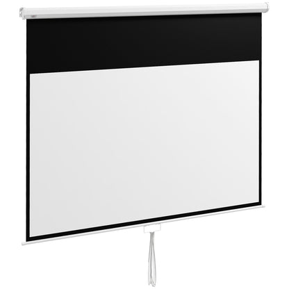 100-Inch Manual Projector Screen Portable Projection Screen 16:9 Aspect Ratio with Adjustable Height for Indoor and Outdoor Home Cinema Patio 87x49 inches White