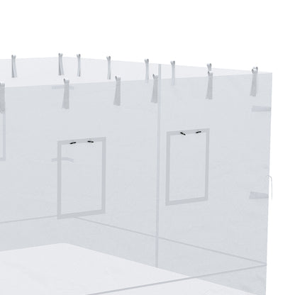 4 Nylon Side Walls Suitable for 3x3 m Pavilion, Set 3-piece Mosquito Net with 6 Windows and Zippered Door, 118.11x76.77 inches, White