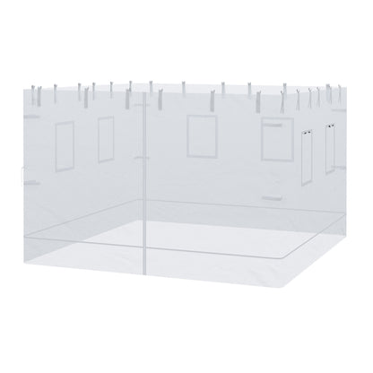 4 Nylon Side Walls Suitable for 3x3 m Pavilion, Set 3-piece Mosquito Net with 6 Windows and Zippered Door, 118.11x76.77 inches, White