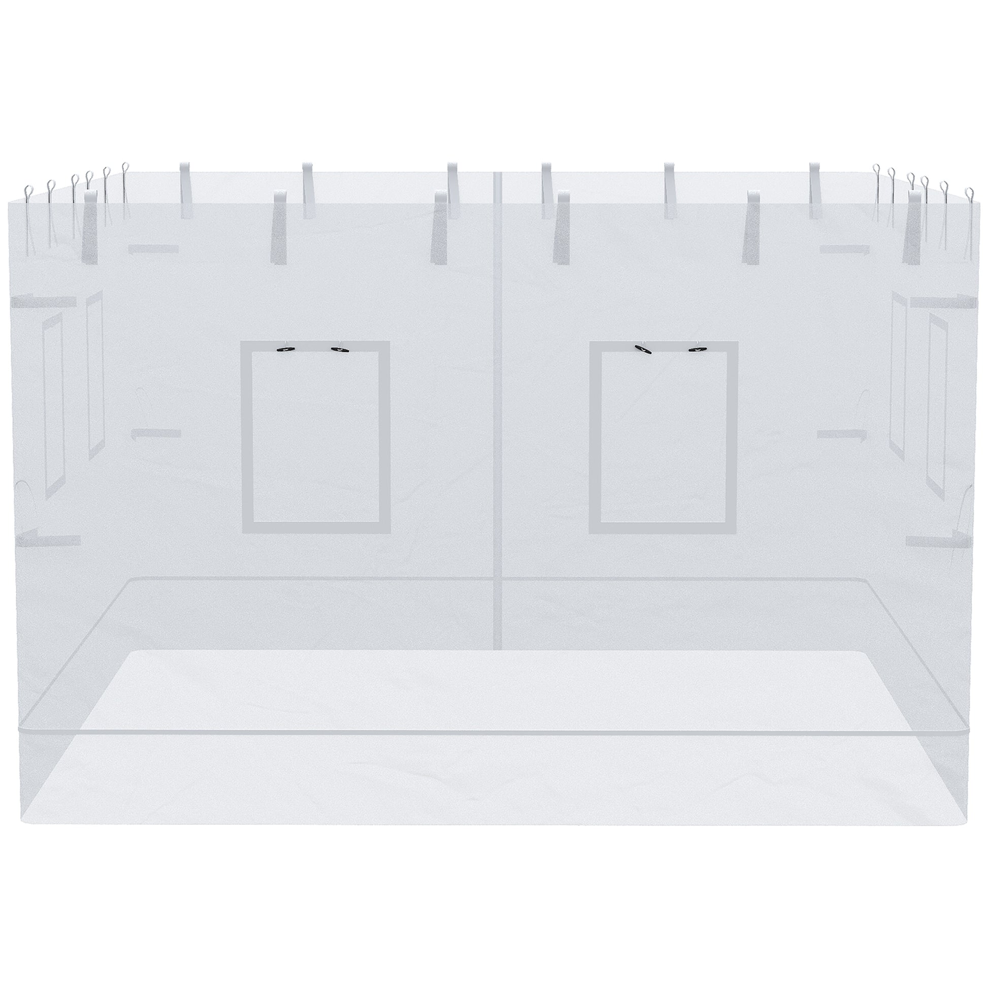 4 Nylon Side Walls Suitable for 3x3 m Pavilion, Set 3-piece Mosquito Net with 6 Windows and Zippered Door, 118.11x76.77 inches, White