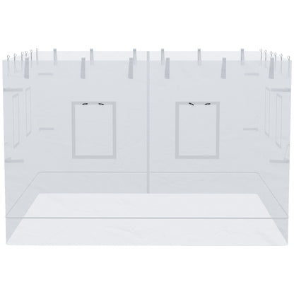 4 Nylon Side Walls Suitable for 3x3 m Pavilion, Set 3-piece Mosquito Net with 6 Windows and Zippered Door, 118.11x76.77 inches, White