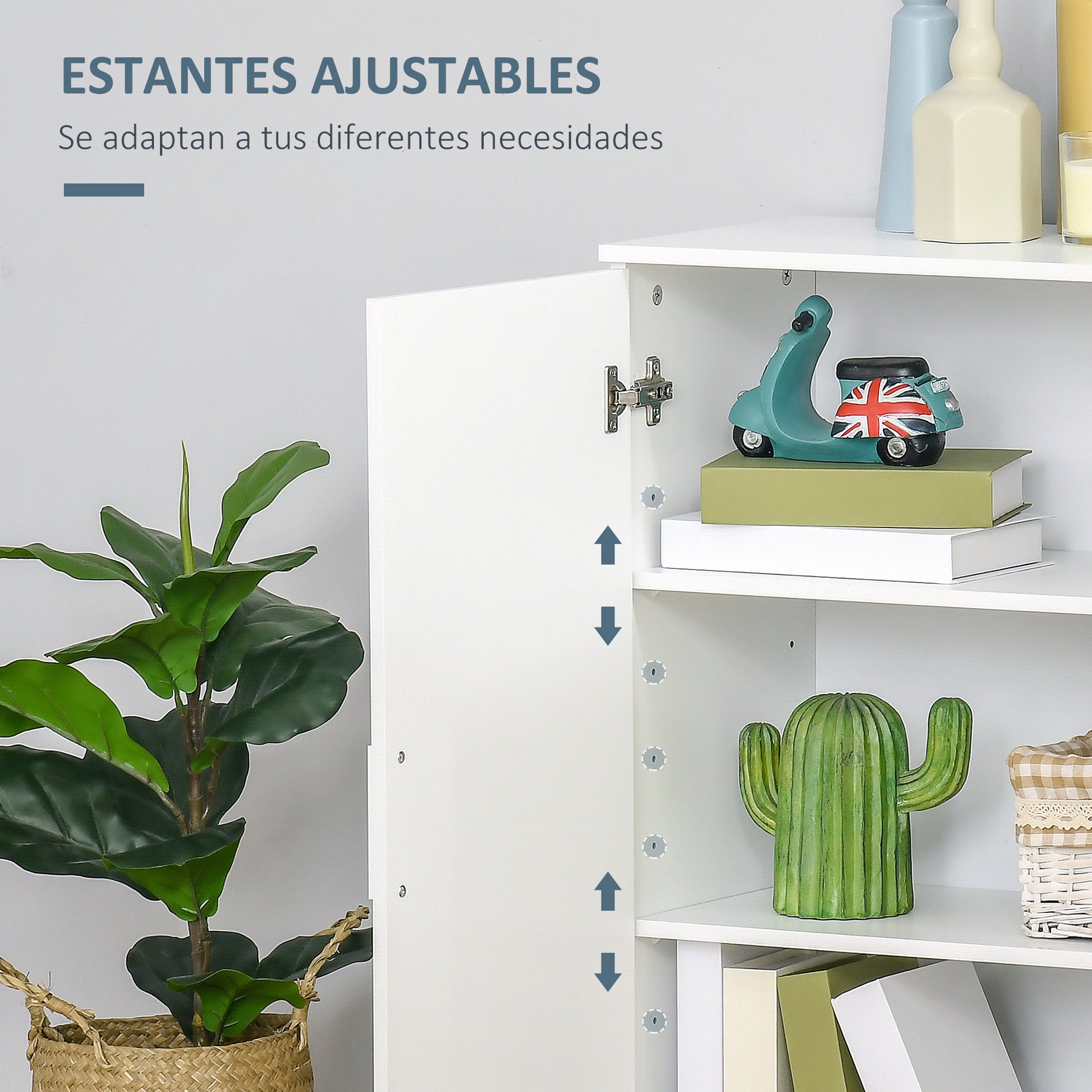 Bathroom Cabinet with 2 Doors and 2 Adjustable Shelves with 7 Levels Storage Cabinet for Living Room Kitchen Anti-tip 60x30x80 cm White