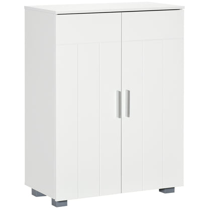 Bathroom Cabinet with 2 Doors and 2 Adjustable Shelves with 7 Levels Storage Cabinet for Living Room Kitchen Anti-tip 60x30x80 cm White