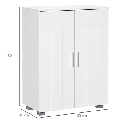 Bathroom Cabinet with 2 Doors and 2 Adjustable Shelves with 7 Levels Storage Cabinet for Living Room Kitchen Anti-tip 60x30x80 cm White