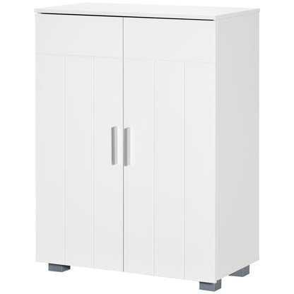 Bathroom Cabinet with 2 Doors and 2 Adjustable Shelves with 7 Levels Storage Cabinet for Living Room Kitchen Anti-tip 60x30x80 cm White