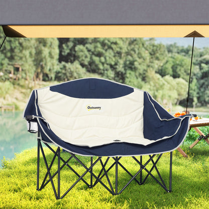 2-Seat Folding Camping Chair with Cup Holders & Carry Bag — Outdoor Folding Chair, Padded, Supports up to 250 kg (≈551 lb)
