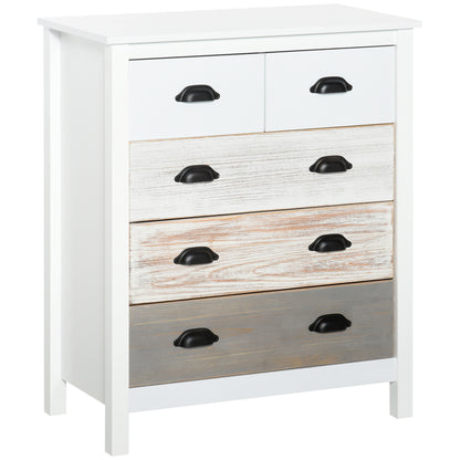 5-Drawer Chest Modern Bedroom Chest of Drawers with Anti-Tip Design Hallway Chest of Drawers 70x38x85 cm White